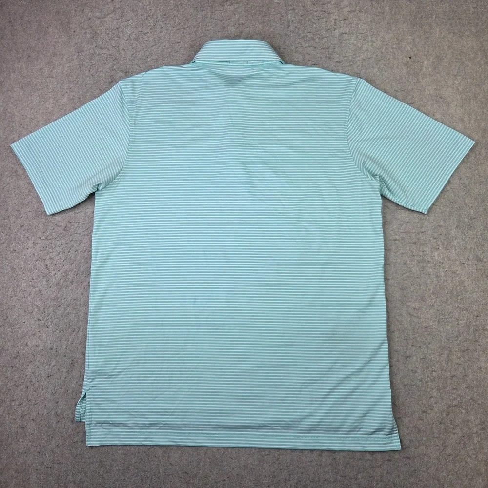 GenTeal Mens Performance Polo Shirt Mint Green White Striped Short Sleeve Size L